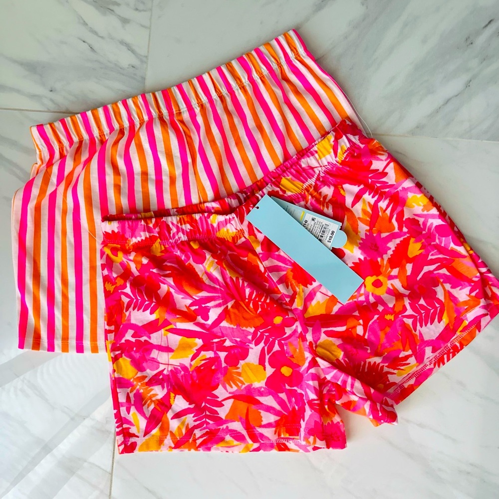 NWT Vibrant Striped and Floral Shorts Set
